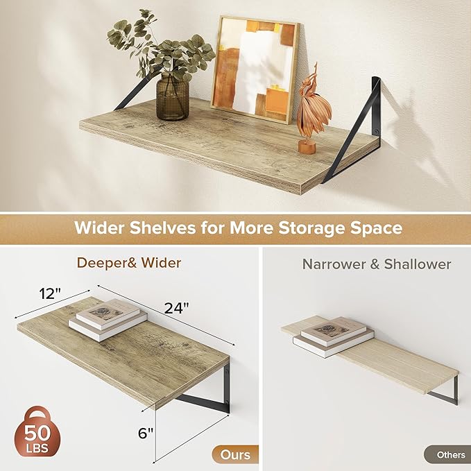 Deep Floating Shelves Wall Mounted, 24