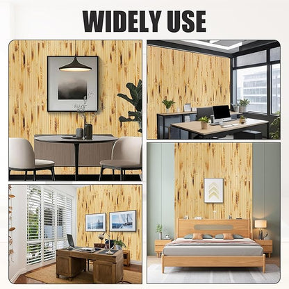 FONUNO Bamboo Wall Panel for Interior Decoration Bamboo Pole Wrap Roll Natural Wainscoting Paneling Decorative Wall Slat Covering for Living Room, Bedroom, Office (12 Inch x 96 Inch, Light Burned)