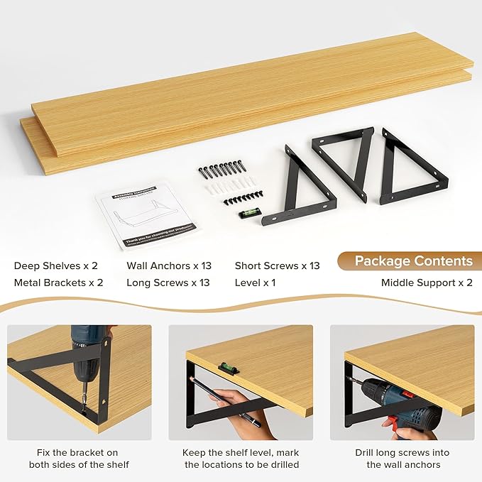 Deep Floating Shelves Wall Mounted, 55