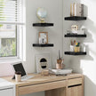 fuqing Floating Shelves for Wall, Wall Mounted Wood Floating Shelf with Invisible Brackets for Living Room, Bathroom, Bedroom, Kitchen Storage and Decor,6.5 Inch Set of 3, Black