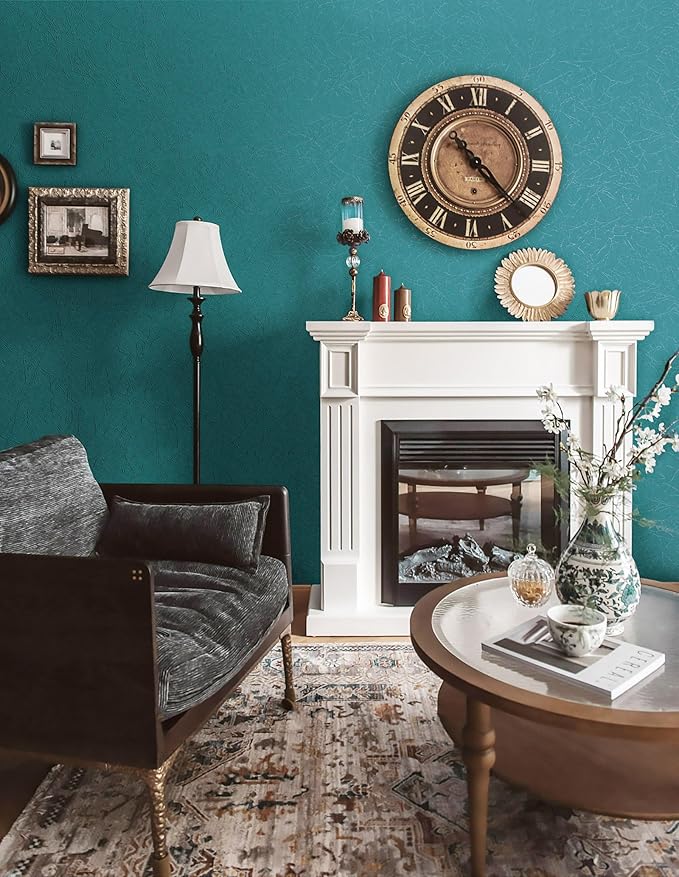 Safiyya Wallpaper Teal Silk Contact Paper Textured Wallpaper Peel and Stick Modern Removable Wall Paper Silk Decorative Self Adhesive Vinyl Rolls 118