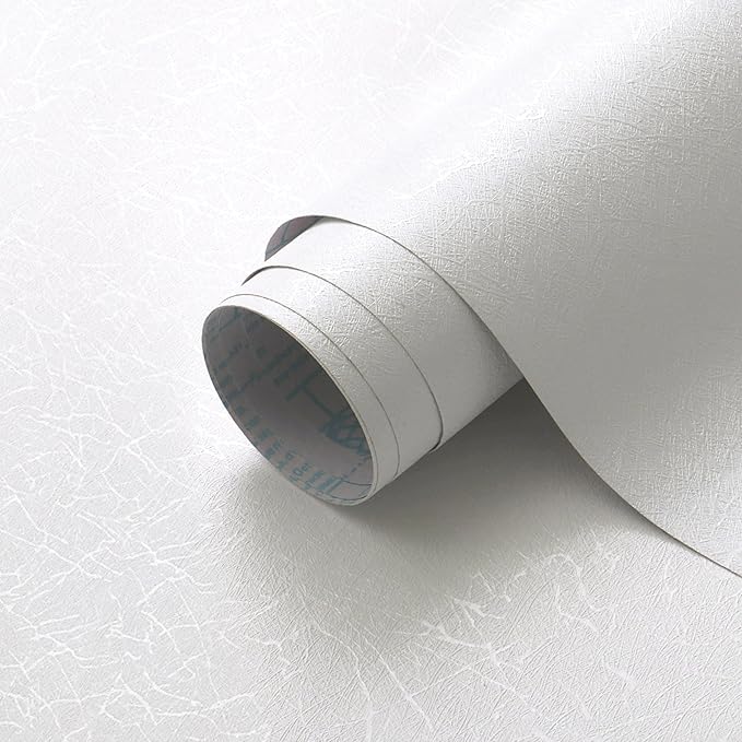 Safiyya Wallpaper White Textured Wallpaper Peel and Stick Silk Removable Wall Paper Embossed Self Adhesive Contact Paper for Bedroom Vinyl Rolls 17.3 inch X 118 inch