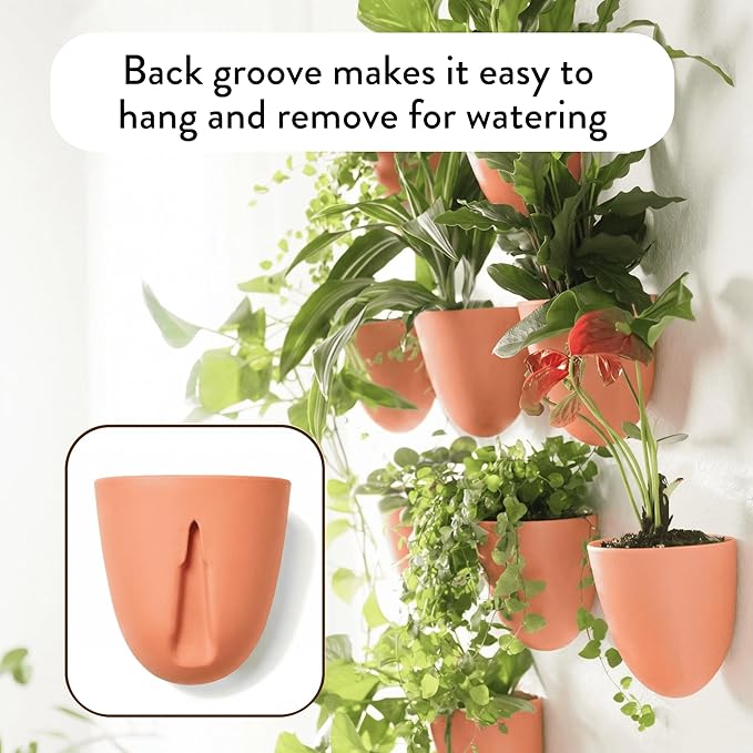 Make Good PlantPod Luxe Self-Watering Wall Planters (Set of 3, Terracotta) - Easy to Water and Install - Lightweight - Design Your Own Vertical Garden - Wall Planters for Indoor Plants