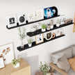 RICHFOCUS Floating Shelves for Wall, 55 inch Solid Wood Picture Ledge Shelf for Wall Storage, Nursery Book Shelves with Lip for Living Room Bathroom Bedroom Kitchen, Set of 3, Distressed Black