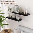 fuqing Black Floating Shelves | 24 Inch Wood Floating Shelves for Wall Set of 2 | 24