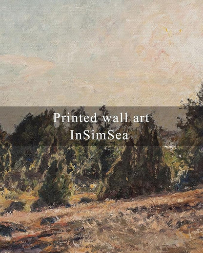 InSimSea Framed Canvas Wall Art, Vintage Pine Landscape Art for Living Room Hallway Shelf, 10x8in, Impressionist Pastoral Painting, Rustic Farmhouse Cozy Mid Century Small Nature Decor