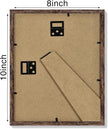 Vittanly 8x10 Picture Frames Set of 4, Display Pictures 5x7 with Mat or 8x10 without Mat, Gallery Wall Frame Set for Wall or Tabletop, Engineered Wood with Shatter Resistant Plexiglass, Rustic Brown