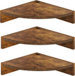 Fun Memories Corner Shelf Wall Mount, Wood Floating Corner Shelves, Corner Wall Shelf for Bedroom, Bathroom, Kitchen, Living Room (Brown, 3 Pack)