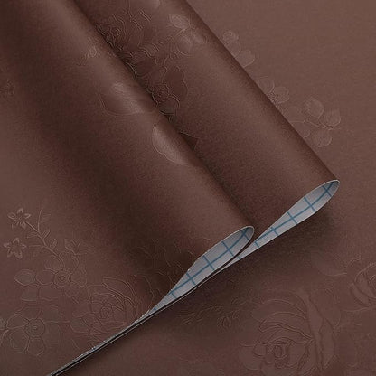 Dimoon Wallpaper 236"x17.3" Thicken Embossed Flower Wallpaper Stick and Peel Dark Orange Brown Floral Stick Peel Contact Paper Pure Waterproof Self Adhesive Removable Shelf Polyvinyl Chloride Roll