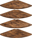 Homode Corner Wall Shelf, 12 Inch Wide Round Corner Floating Shelves with Cord Hole, Set of 4 Wooden Hanging Storage Shelving for Bathroom Living Room Small Spaces, Rustic Brown