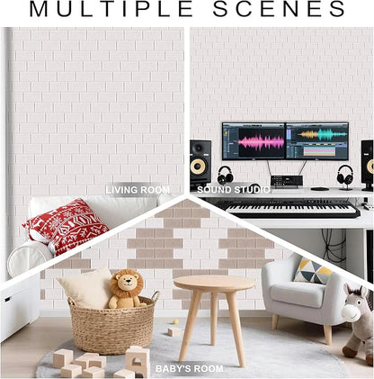 WoveN SounD Brick Acoustic Wall Panels Seamless Visual, High Density, Sound Proof Wall Decor, Noise Blocker Felt Wall Tiles for Home, Studio, Office & Focus Zones (Light Camel), 16x12x0.4 Inch