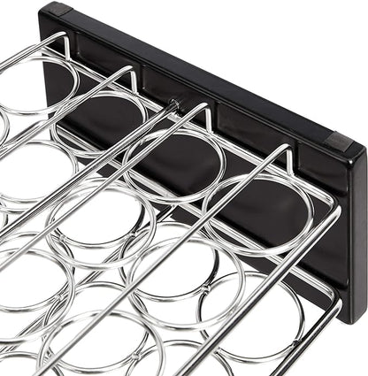 Amazon Basics 20 Jars Spice Rack Organizer, Space-Saving Kitchen Organizer with Glass Spice Jars, Sturdy, Silver