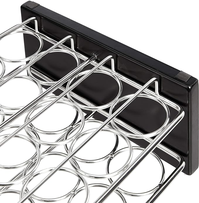 Amazon Basics 20 Jars Spice Rack Organizer, Space-Saving Kitchen Organizer with Glass Spice Jars, Sturdy, Silver