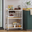 TUTOTAK Bar Cart, Serving Cart for Home, Microwave Cart, Drink Cart, Mobile Kitchen Shelf with Wine Rack and Glass Holder, Rolling Beverage Cart BC01BOW030