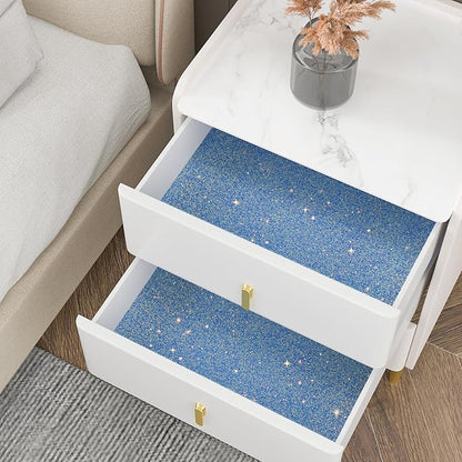 CHIHUT Holographic Blue Glitter Peel and Stick Wallpaper 15.7''x236'' Decorative Self Adhesive Iridescent Blue Contact Paper Renter Friendly Glitter Wall Paper for Girls Bedroom Shelves Cabinets