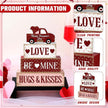 Marsui 4 Pcs Valentine's Day Decorations Truck Wooden Signs Rustic Distressed Table Decor Valentines Centerpieces Blocks Farmhouse Tiered Tray Decor Happy Valentine Day Decorations for Home Desk Shelf
