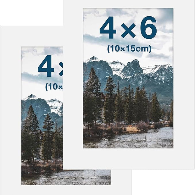 FrameWorks 2-Pack, 4x6 Picture Frame, White – Classic Wooden Photo Frame with Tempered Glass, Modern Matte Finish for Prints, Posters, Certificates & Wall Decor – Gallery-Ready