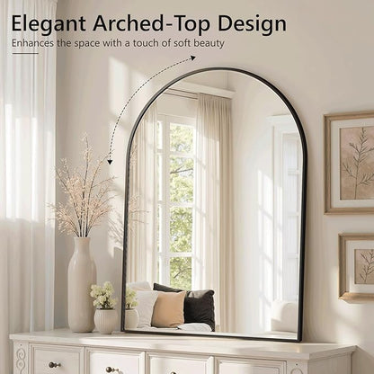 Arched Bathroom Mirror for Wall,Mirror for Vanity,38''x26'' Large Wall Mounted Mirror, Metal Frame (38'' x 26'', Black)