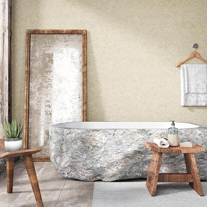 VEELIKE Limewash Wallpaper Textured Beige Concrete Wallpaper Peel and Stick for Bedroom Accent Walls 24''x118'' Self Adhesive Removable Sandstone Concrete Contact Paper for Countertops Walls Bathroom