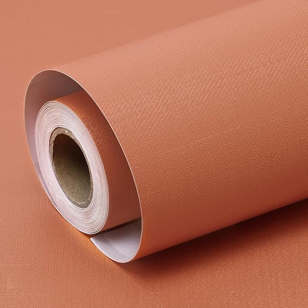Amiya Orange Peel and Stick Wallpaper Solid Color Textured Contact Paper Pure Orange Self Adhesive Wallpaper Matte Removable Wall Paper Decorative Walls Decal Vinyl Roll 15.7"×120"