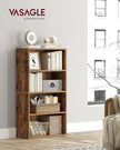 VASAGLE CUSTOS Collection - Bookshelf, 4-Tier Bookcase, Book Shelf, Open Storage Shelf, 9.4 x 23.6 x 42.4 Inches, for Living Room, Home Office, Dinning Room, Rustic Brown ULBC164X01