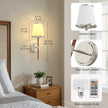 DORESshop Battery Operated Wall Sconce Set of 2, Wireless Wall Light Easy to Install, 7 Color Rechargeable Wall Sconces, Sconce Wall Decor Set of 2 for Bedroom, Living Room, Chrome and Leather, 18.7in