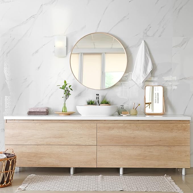 EGLO Troy 1-Light Wall Sconce Bathroom Modern Dimmable LED Mirror Vanity Light Fixture, Milk Clear