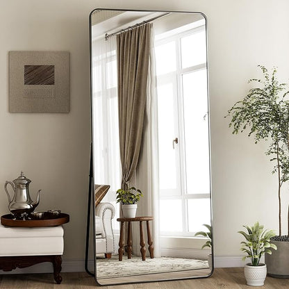 BEAUTYPEAK Black Full Length Mirror, 76"x34" Rounded Corner Floor Mirror Standing Hanging or Leaning Against Wall, Suitable for Bedroom or Dressing Room