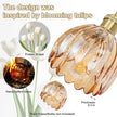 Vintage Bathroom Light Fixtures,5-Light Hardwired Vanity Lights with Amber Tulip Glass Shade,Gold Bathroom Vanity Light for Mirror Restroom,E26 Socket,33.46 in(Bulbs Not Included)