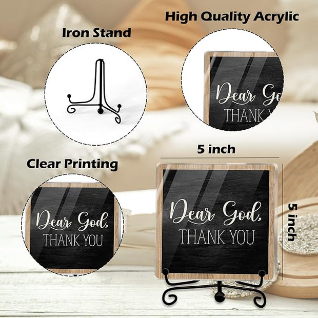 Modern Farmhouse Decor, Home Decor For Living Room, Boho Chic Aesthetic Shelf Decorations, Christian Dear God Acrylic Sign, Farmhouse Entryway Tv Stand Fireplace Coffee Table Decoration (14)