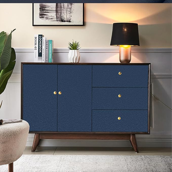 Yancorp 24"x394"/32.8' Matte Gray Blue Peel and Stick Wallpaper Removable Contact Paper for Cabinets Self-Adhesive and Drawers Stick on Wall Paper for Bedroom Kitchen
