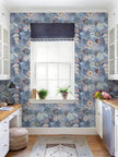 Ismoon Floral Peel and Stick Wallpaper Vintage Blue Contact Paper Jellyfish Ocean Stick on Wall Paper Removable Self Adhesive Vinyl Wallpaper for Bedroom Wall Decor Cabinet Refurbishment 17.3x78.7in