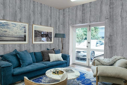 Ismoon Wood Wallpaper17.7"x394"Light Grey Wood Peel and Stick Wallpaper Gray Wood Contact Paper Removable Wallpaper Self-Adhesive Wood Grain Faux Furniture Film Roll Desk Table Wall Cabinet Shelf Draw