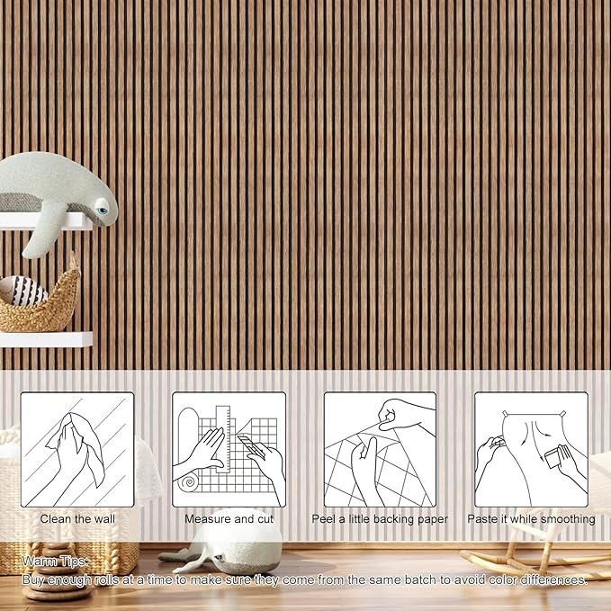 Yun-aeon Natural Wood Peel and Stick Wallpaper Wood Slats - 17.3