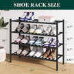 Smiry Bamboo Shoe Rack for Closet, 4 Tier Wooden Stackable Shoe Organizer, Free Standing Shoes Storage Shelf for Entryway, Front Door Entrance, Black
