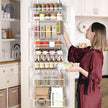 Moforoco White Over The Door Pantry Organizer, Pantry Organization and Storage, Metal Hanging Spice Rack Shelves Door, Seasoning Shelves, Laundry Room Organization, House and Kitchen Essentials