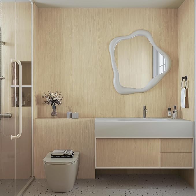 BOMENG Large White Oak Wood Wallpaper Light Oak Contact Paper Peel and Stick Countertops for Kitchen Beige Wood Wallpaper 32