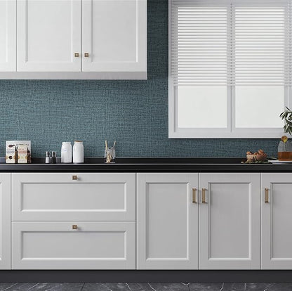 Guvana Grasscloth Peel and Stick Wallpaper Blue Textured Contact Paper Modern Removable Self Adhesive Wall Paper Thicken Fabric Faux Linen Wallpaper for Bathroom Bedroom Living Room 394inx15.7in