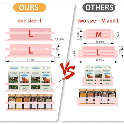 Magnetic Spice Rack for Refrigerator Seasoning Organizer for Spice Fridge Shelf storage Magnetic Shelf with Hook for Oven(4pack-Cut out-Pink)
