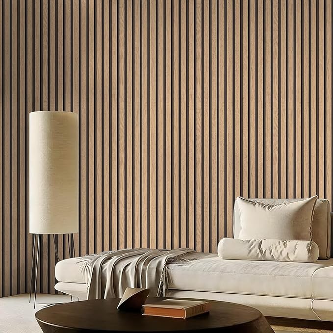 Wallpaper Peel and Stick Wood Grating Stripe Self-Adhesive Wallpaper Faux Wood Contact Paper Wood Slats Self Adhesive Wall Paper PVC Vinyl Film Removable Waterproof 17.3