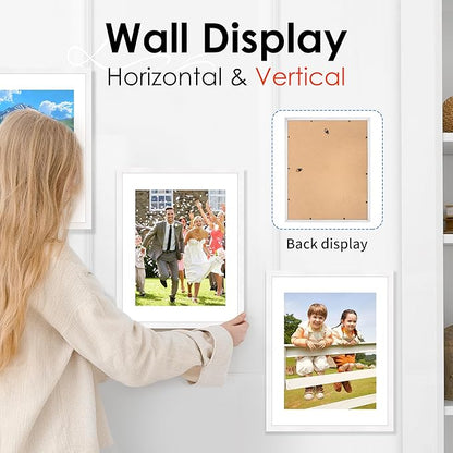 FIXSMITH 11x14 Picture Frame Bulk-4 Pack, Photo Frame with HD Plexiglass, Display Pictures 8x10 with Mat or 11x14 Without Mat, White Picture Frames Collage Wall Decor, Gallery Wall Frame