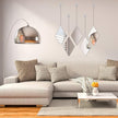 Suzile 6 Pcs Diamond Wall Mirror Set with Chain Hanging with Diamond Handle Frame Decorative Chain Mirror for Home Entryways Living Room Bathroom Farmhouse Wall Decor(Silver)