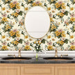 Yellow Floral Wallpaper Peel and Stick, Vintage Botanical Contact Paper 17.5