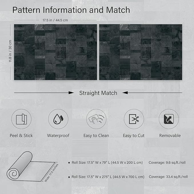 LACHEERY Dark Brick Peel and Stick Wallpaper Geometric Tiles 17.5