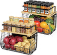 Magnetic Shelf for Fridge with Wood Lid: 2 Pack Fruit Potato and Onion Storage Bin - Magnetic Spice Rack for Refrigerator & Kitchen Counter - Pantry Organizers and Storage