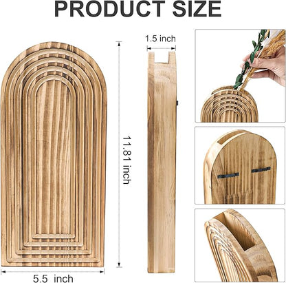 DREAMLOOM 2 Pack Wooden Wall Vases with Dried Pampas Grass and Eucalyptus Plants, Wall Hanging Planters Boho Modern Farmhouse Indoor for Narrow Spaces Entryway Bathroom Home Office Decoration, Retro