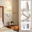DORESshop Battery Operated Wall Sconce Set of 2, 7 Color Wireless Wall Light Easy to Install, Sconce Wall Decor Set of 2 for Bedroom, Living Room, Fabric Linen Shade, Nickel, 24.6in