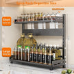 VORA Spice Organization for Cabinet, 2-Tier Metal Height-Adjustable Kitchen Countertop Spice Cabinet Organizers, Rust-Proof Kitchen Counter Shelf with Guardrail & Knife Block for Pantry