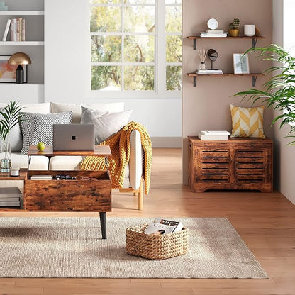 DINZI LVJ Wall Shelves, 23.6 x 7.9 x 6.1 Inch Floating Shelves for Wall, Easy-to-Install Wall Storage Ledges with Sturdy Metal Brackets for Living Room, Bathroom, Kitchen, Rustic Brown