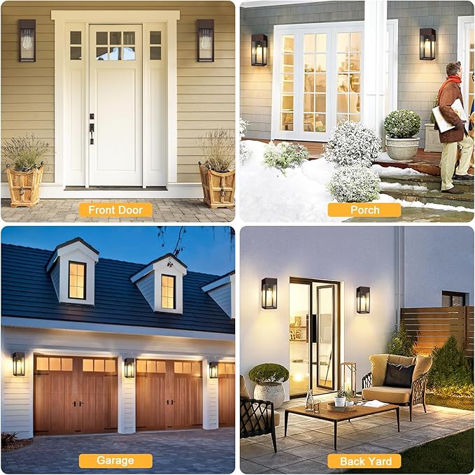 Porch Lights Outdoor Wall Sconce, Outdoor Light with GFCI Outlet, Waterproof Exterior Wall Lantern Light Fixtures, Anti-Rust Wall Lamp for Patio Doorway Garage- Bronze, 1 Pack